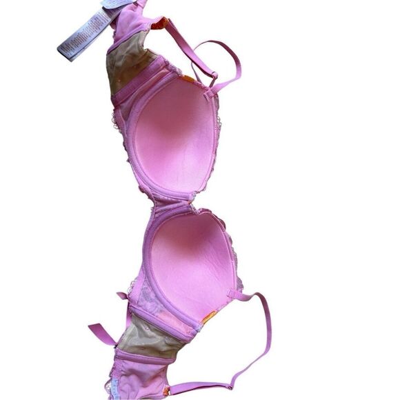 Savage x Fenty LACE'D UP PADDED LOW BALCONETTE BRA size 32D Pink - Picture 11 of 11